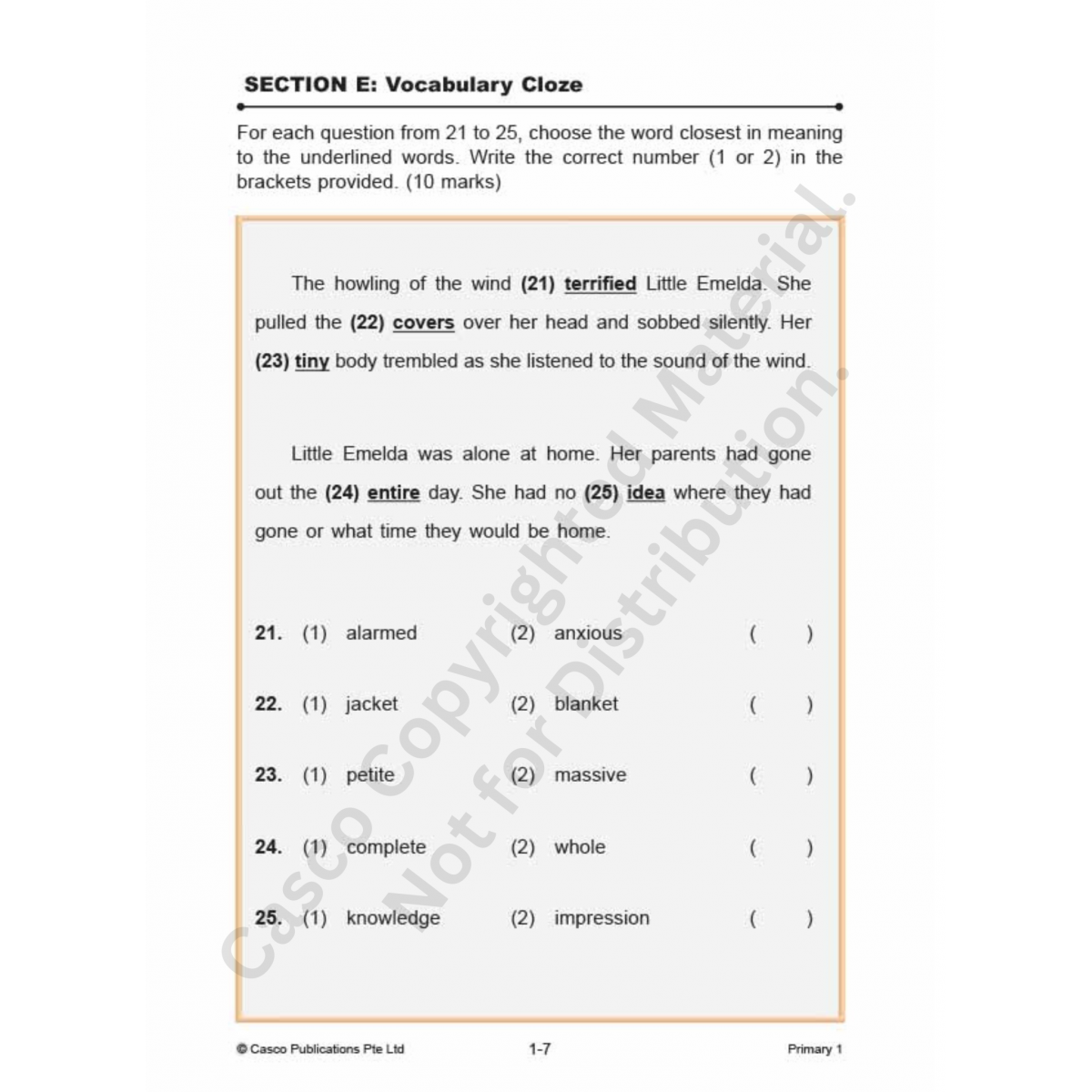 English examination papers primary 1 pack 